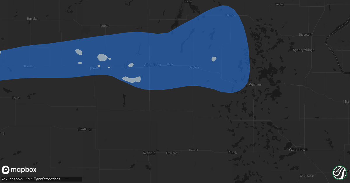 Hail map in Stratford, SD on July 25, 2026