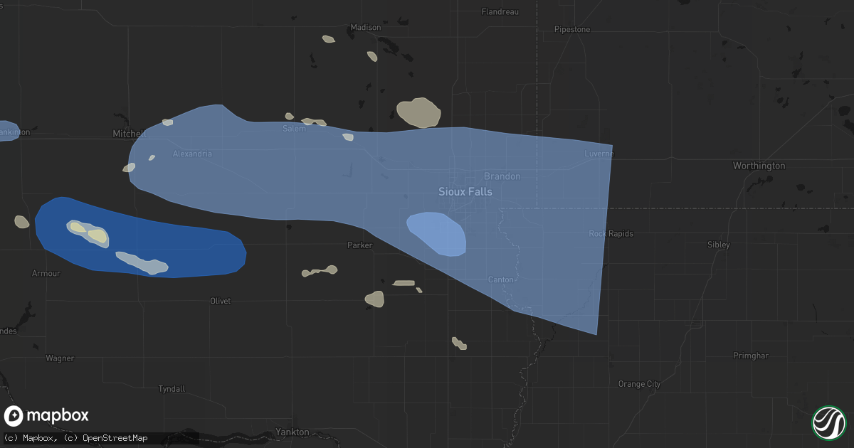 Hail map in Tea, SD on July 25, 2026