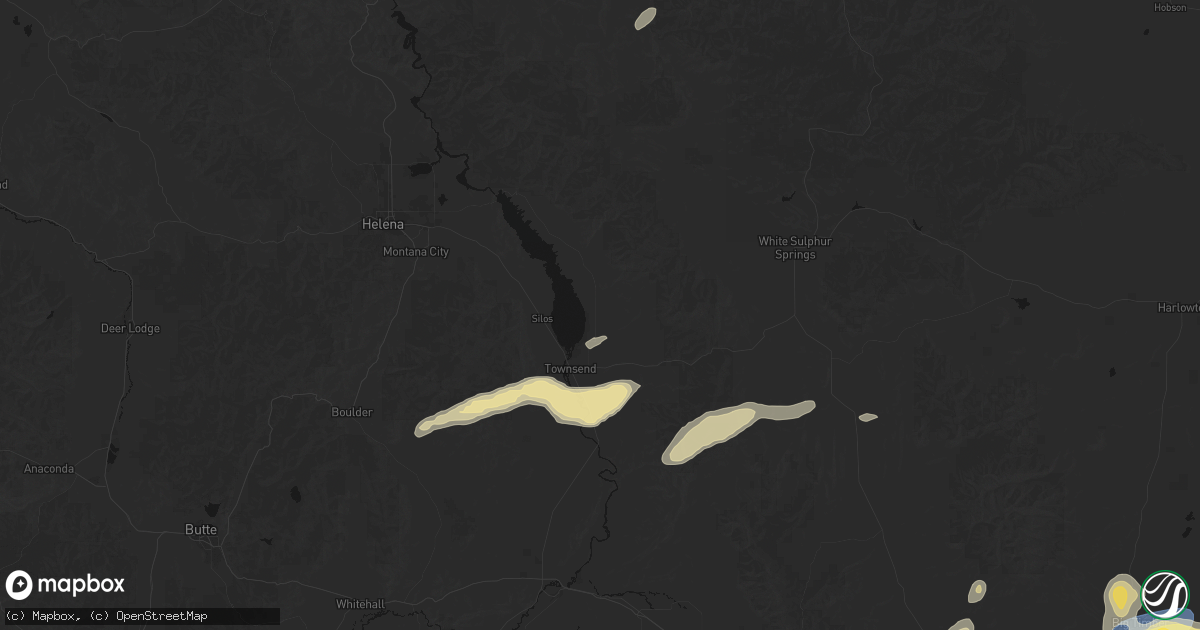 Hail map in Townsend, MT on July 25, 2026