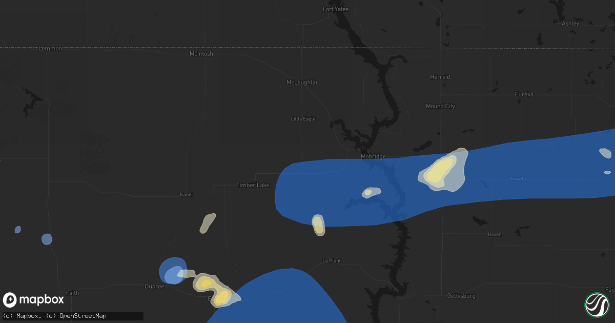 Hail map in Trail City, SD on July 25, 2026