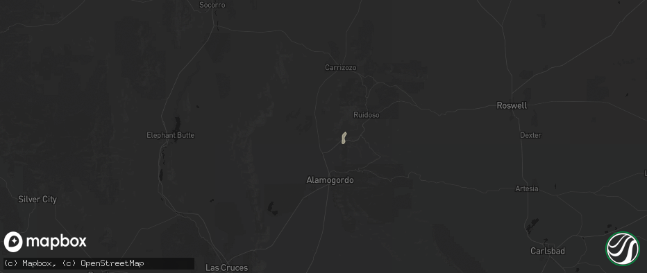 Hail map in Tularosa, NM on July 25, 2026