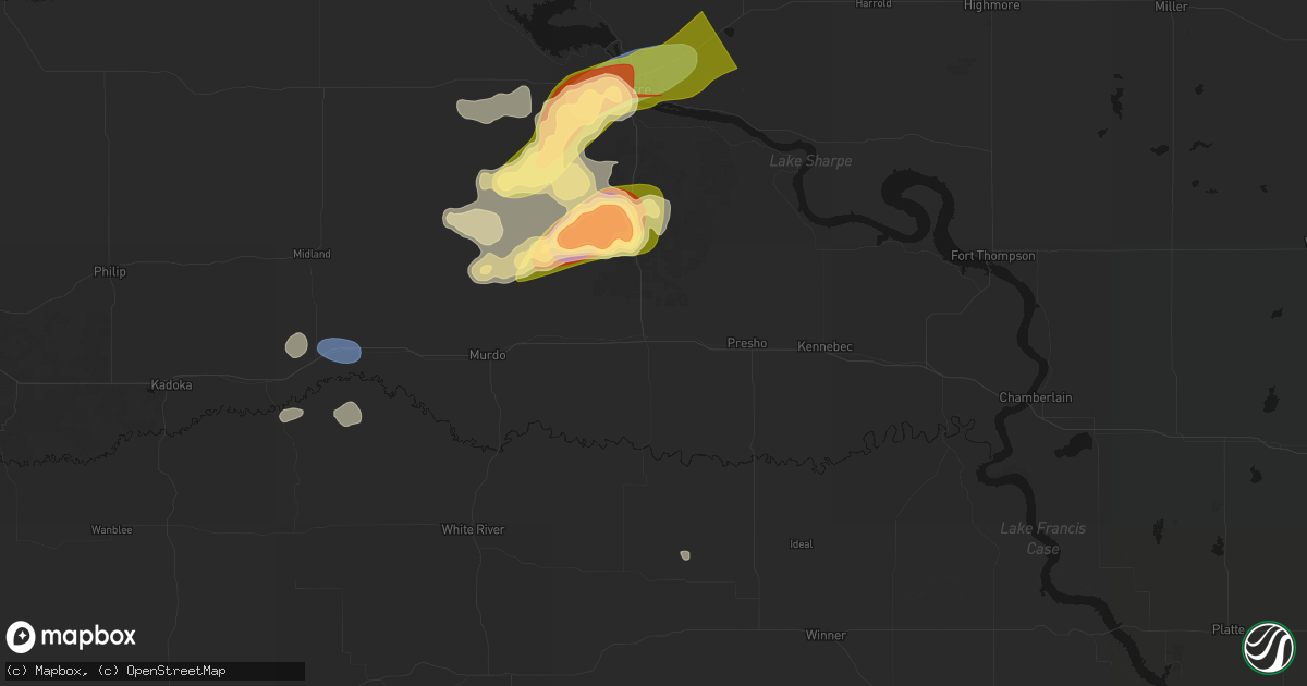 Hail map in Vivian, SD on July 25, 2026