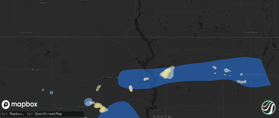Hail map in Wakpala, SD on July 25, 2026