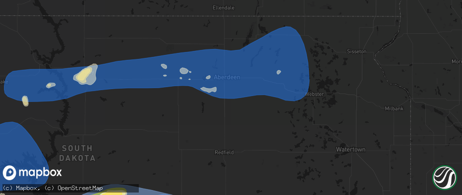 Hail map in Warner, SD on July 25, 2026