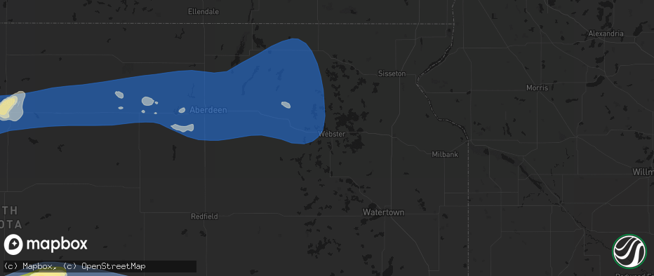 Hail map in Webster, SD on July 25, 2026