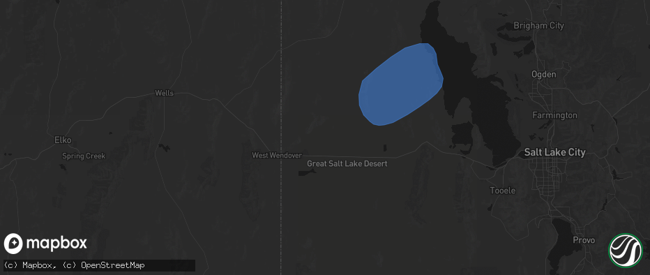 Hail map in Wendover, UT on July 25, 2026