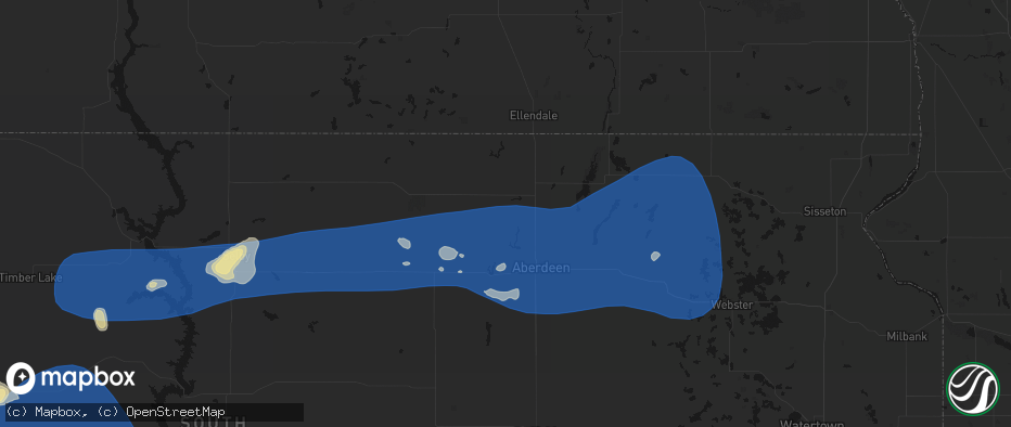 Hail map in Westport, SD on July 25, 2026