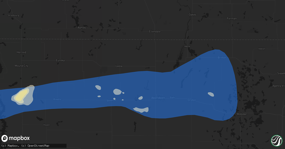 Hail map in Westport, SD on July 25, 2026
