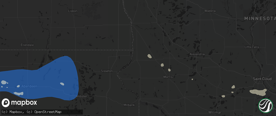 Hail map in Wheaton, MN on July 25, 2026