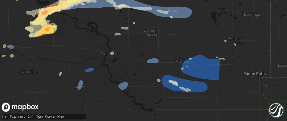 Hail map in White Lake, SD on July 25, 2026