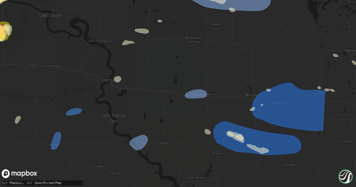 Hail map in White Lake, SD on July 25, 2026
