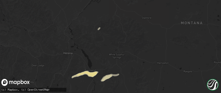 Hail map in White Sulphur Springs, MT on July 25, 2026