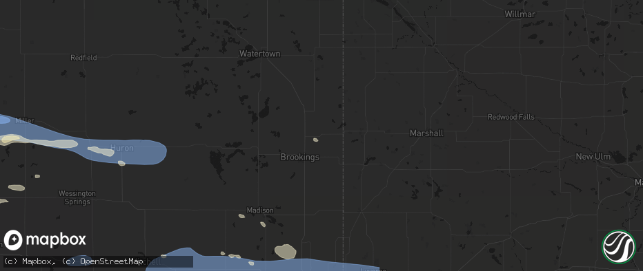 Hail map in White, SD on July 25, 2026