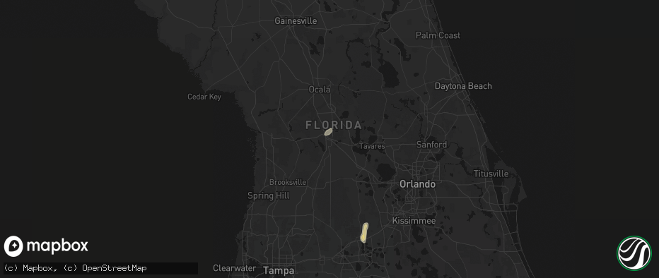 Hail map in Wildwood, FL on July 25, 2026