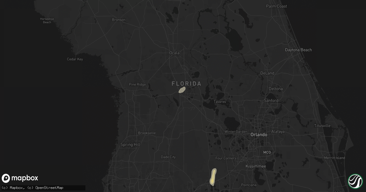 Hail map in Wildwood, FL on July 25, 2026