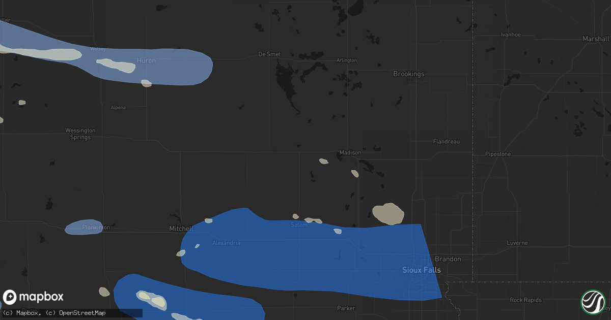 Hail map in Winfred, SD on July 25, 2026
