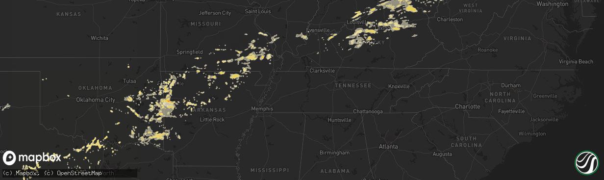 Hail map in Arkansas on July 26, 2012