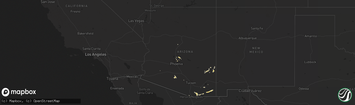 Hail map in Arizona on July 26, 2014