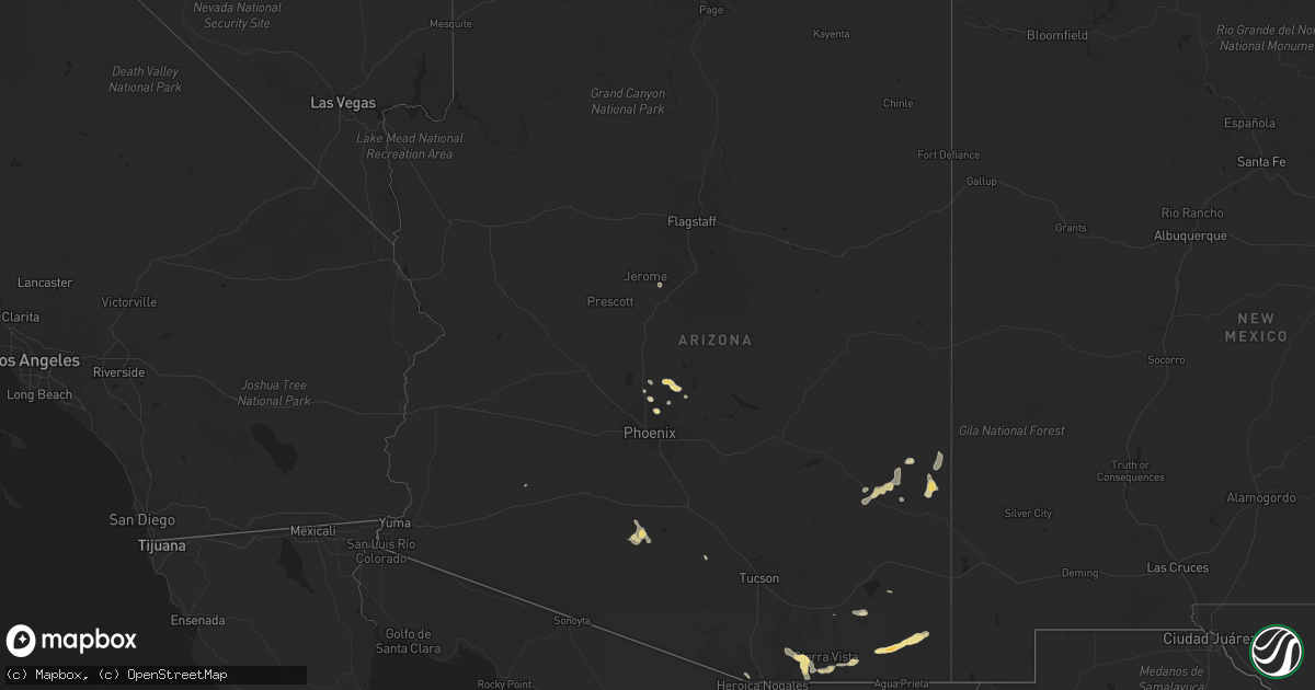 Hail map in Arizona on July 26, 2014