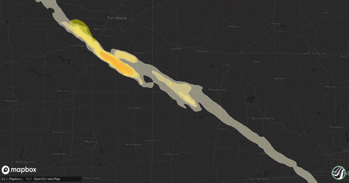 Hail map in Celina, OH on July 26, 2014
