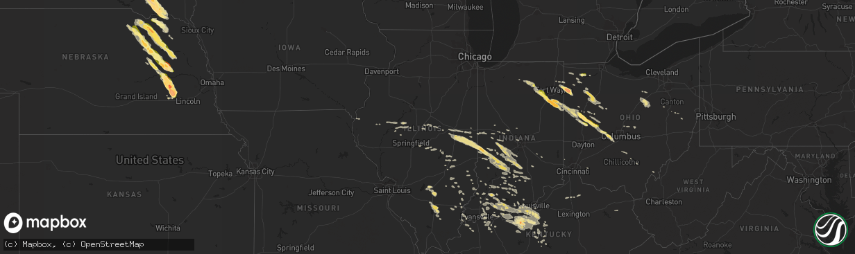 Hail map in Illinois on July 26, 2014