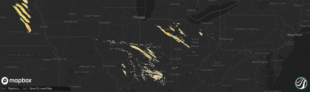 Hail map in Indiana on July 26, 2014