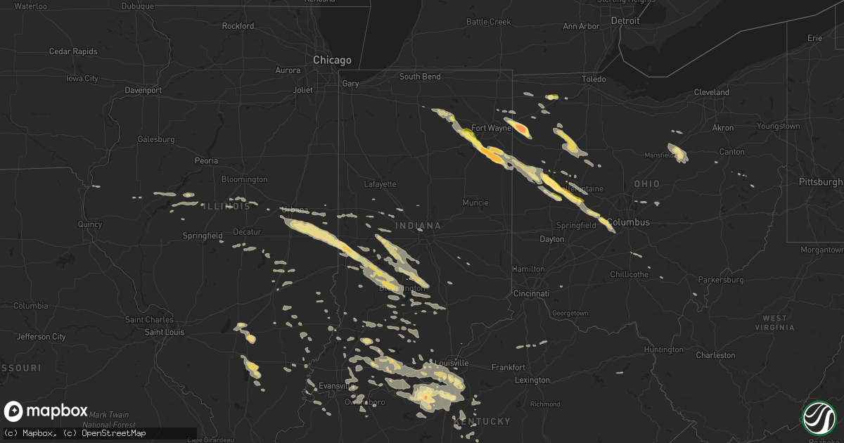 Hail map in Indiana on July 26, 2014
