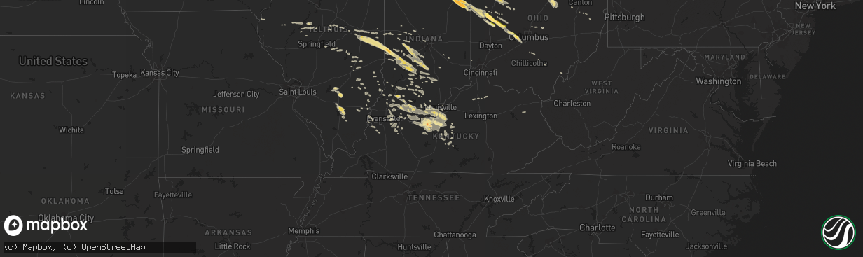 Hail map in Kentucky on July 26, 2014