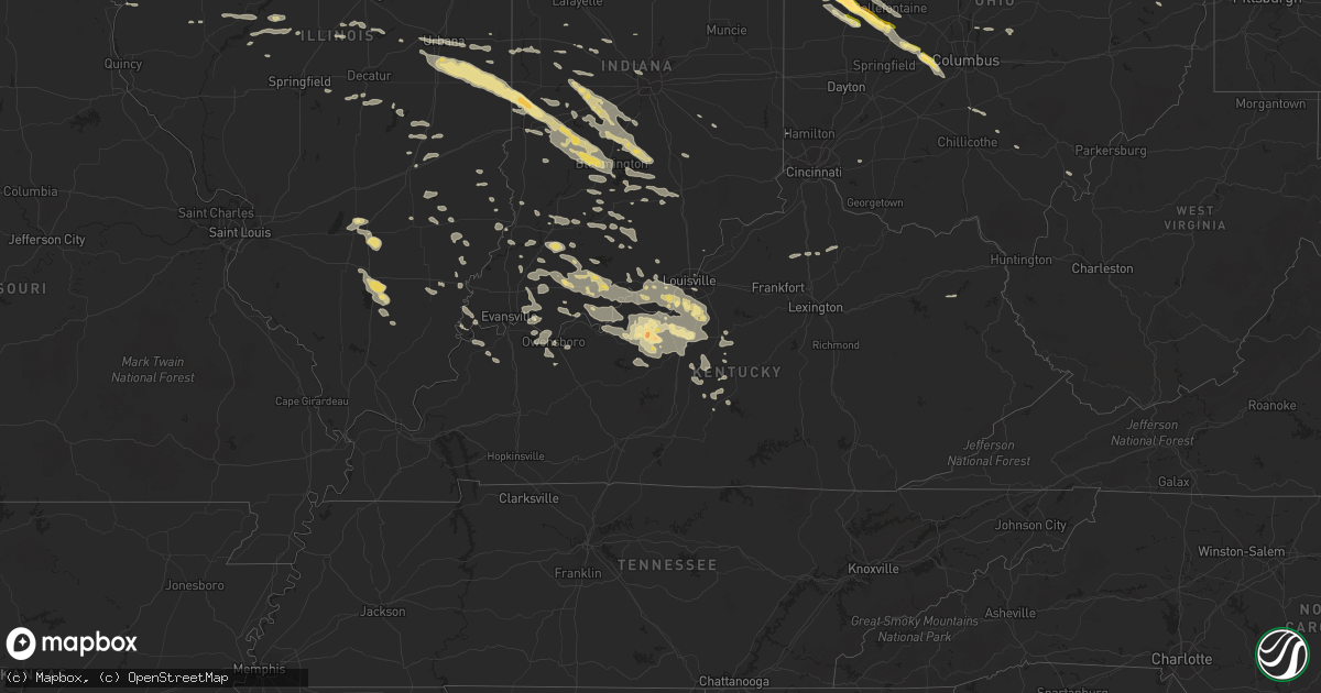 Hail map in Kentucky on July 26, 2014