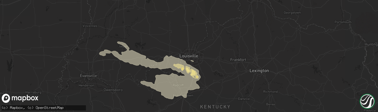 Hail map in Louisville, KY on July 26, 2014