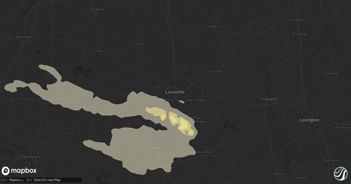 Hail map in Louisville, KY on July 26, 2014