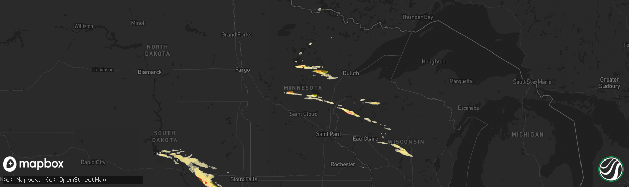 Hail map in Minnesota on July 26, 2014