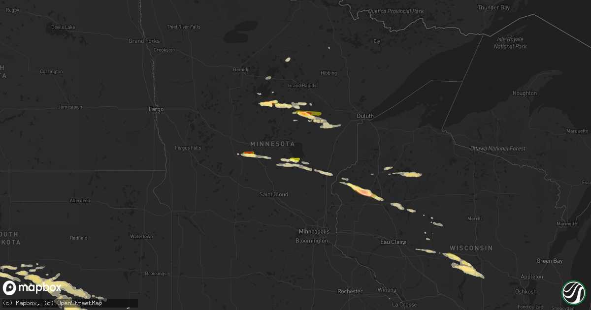 Hail map in Minnesota on July 26, 2014
