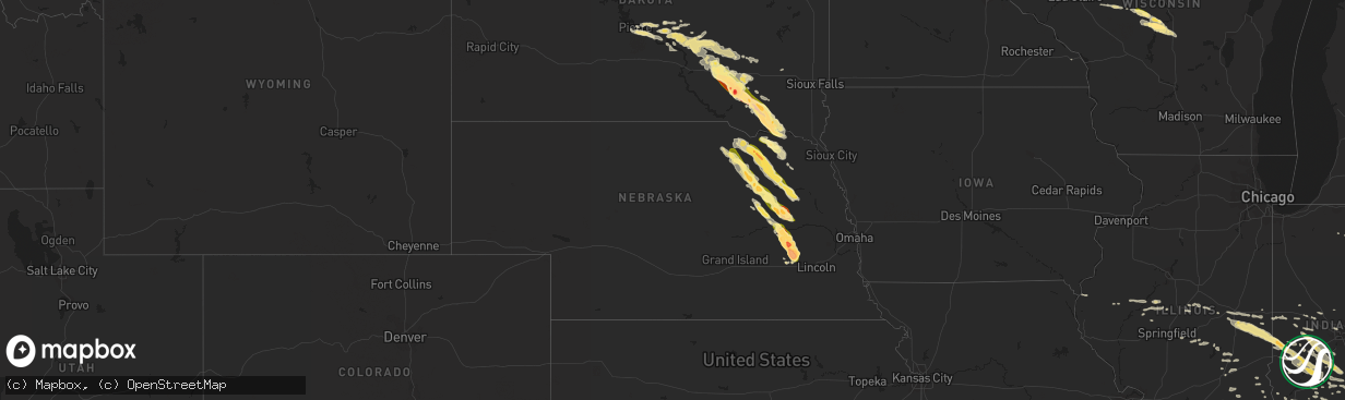 Hail map in Nebraska on July 26, 2014