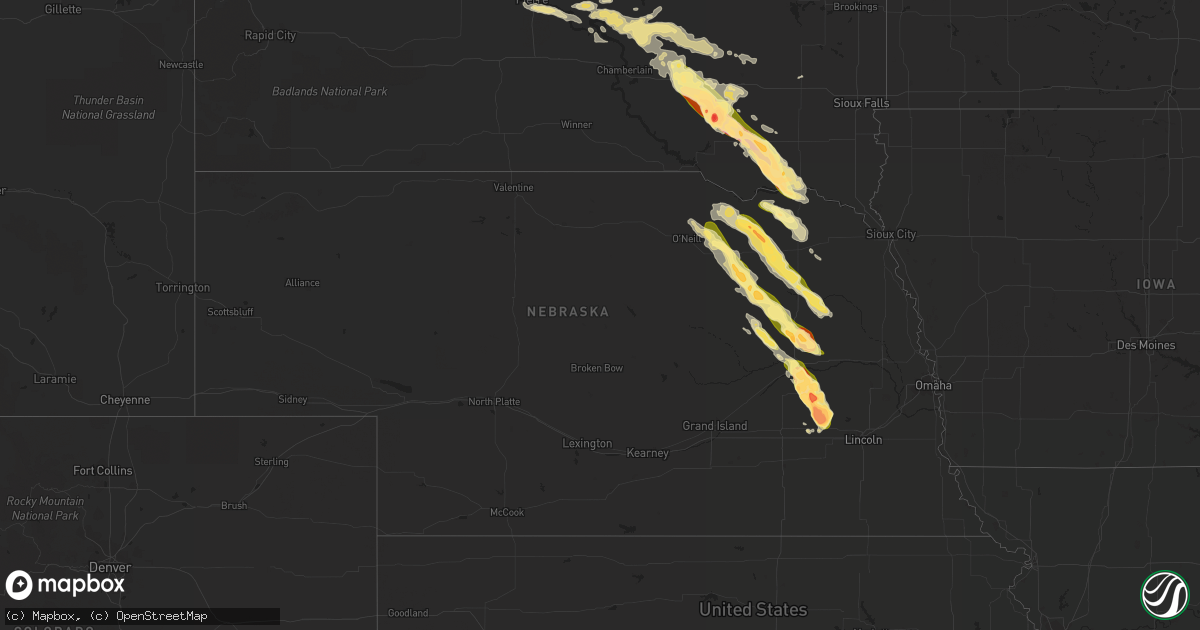 Hail map in Nebraska on July 26, 2014