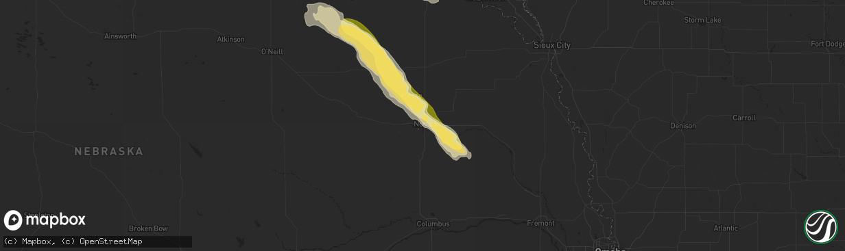 Hail map in Norfolk, NE on July 26, 2014