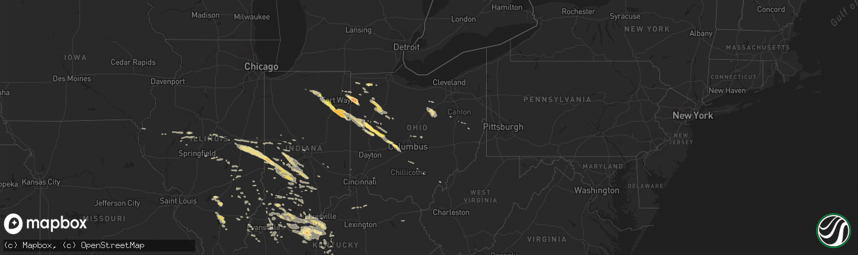 Hail map in Ohio on July 26, 2014