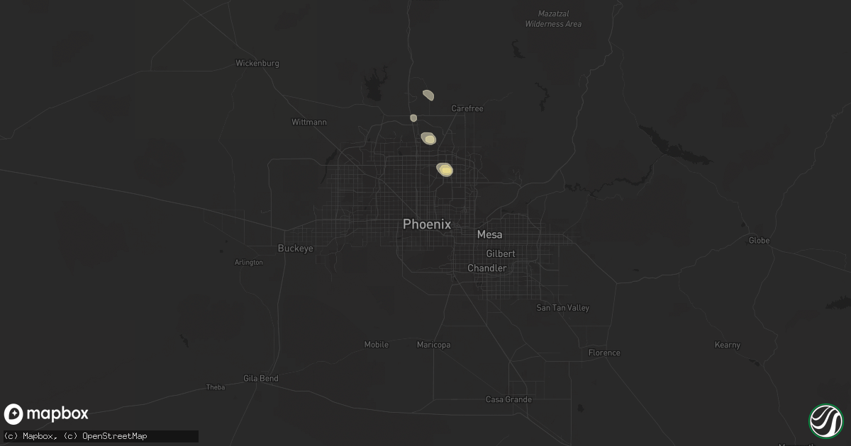 Hail map in Phoenix, AZ on July 26, 2014