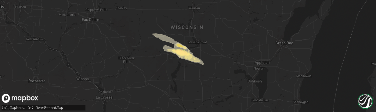 Hail map in Wisconsin Rapids, WI on July 26, 2014