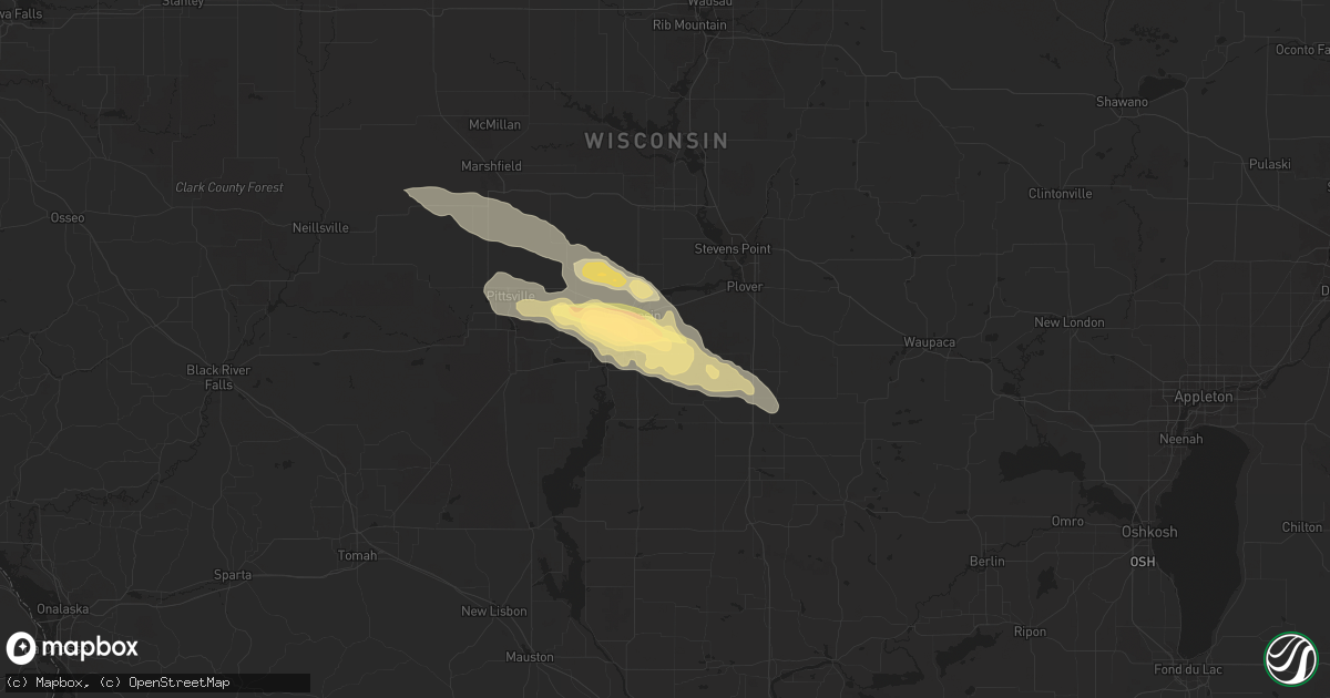 Hail map in Wisconsin Rapids, WI on July 26, 2014