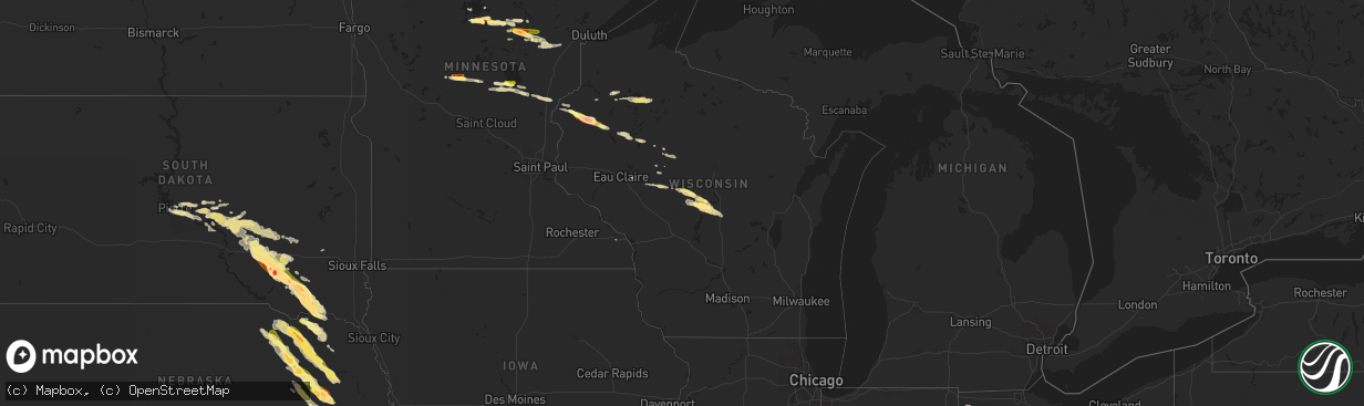 Hail map in Wisconsin on July 26, 2014