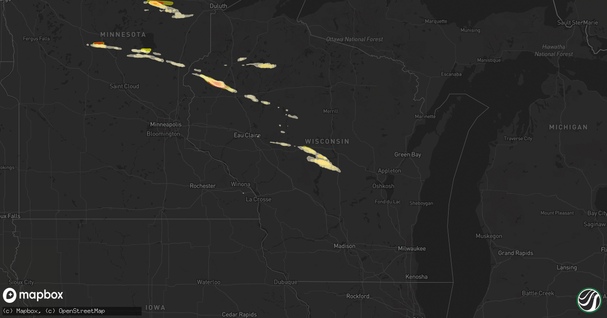 Hail map in Wisconsin on July 26, 2014