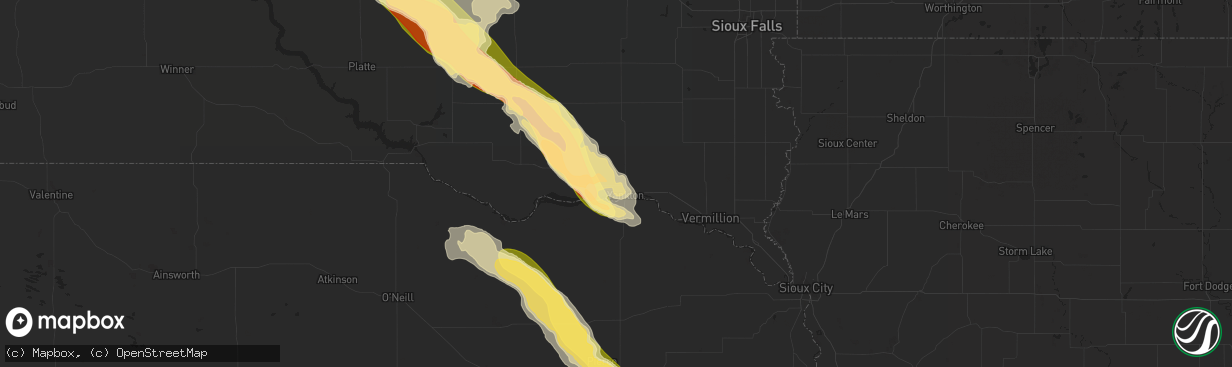 Hail map in Yankton, SD on July 26, 2014