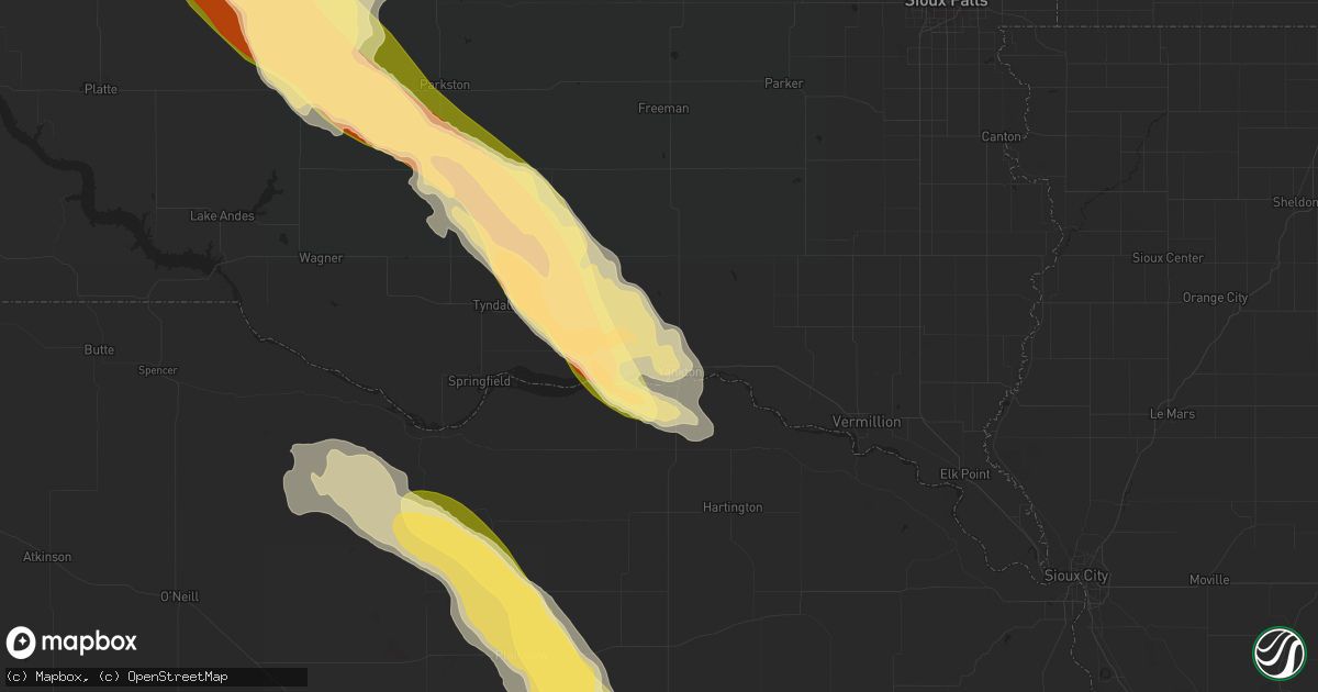 Hail map in Yankton, SD on July 26, 2014