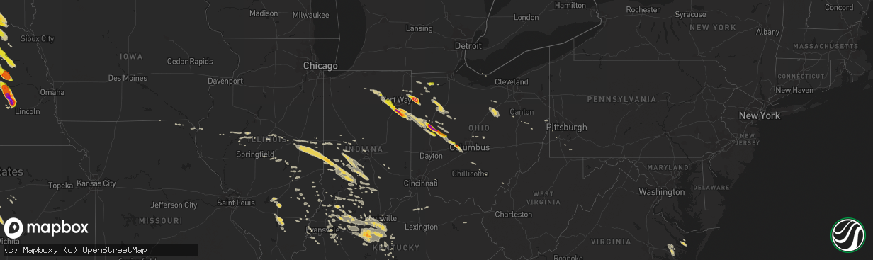 Hail map on July 26, 2014