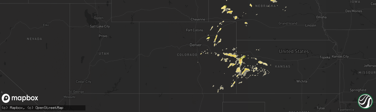 Hail map in Colorado on July 26, 2015