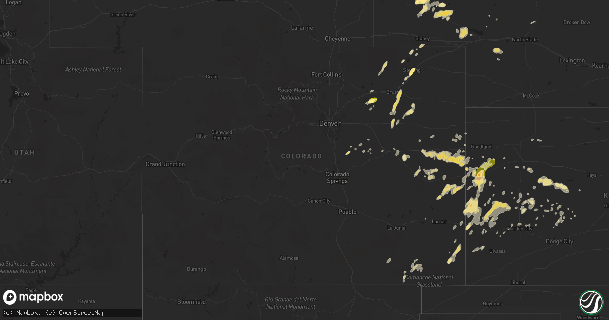 Hail map in Colorado on July 26, 2015