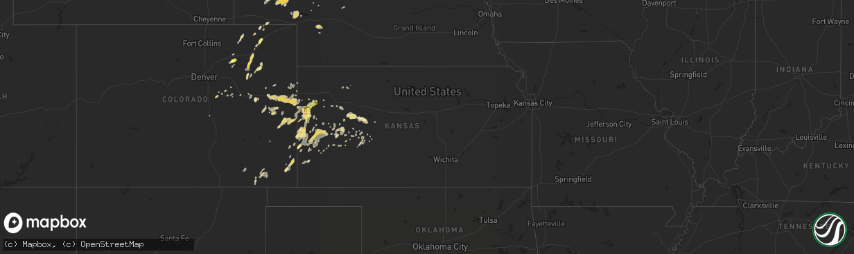 Hail map in Kansas on July 26, 2015