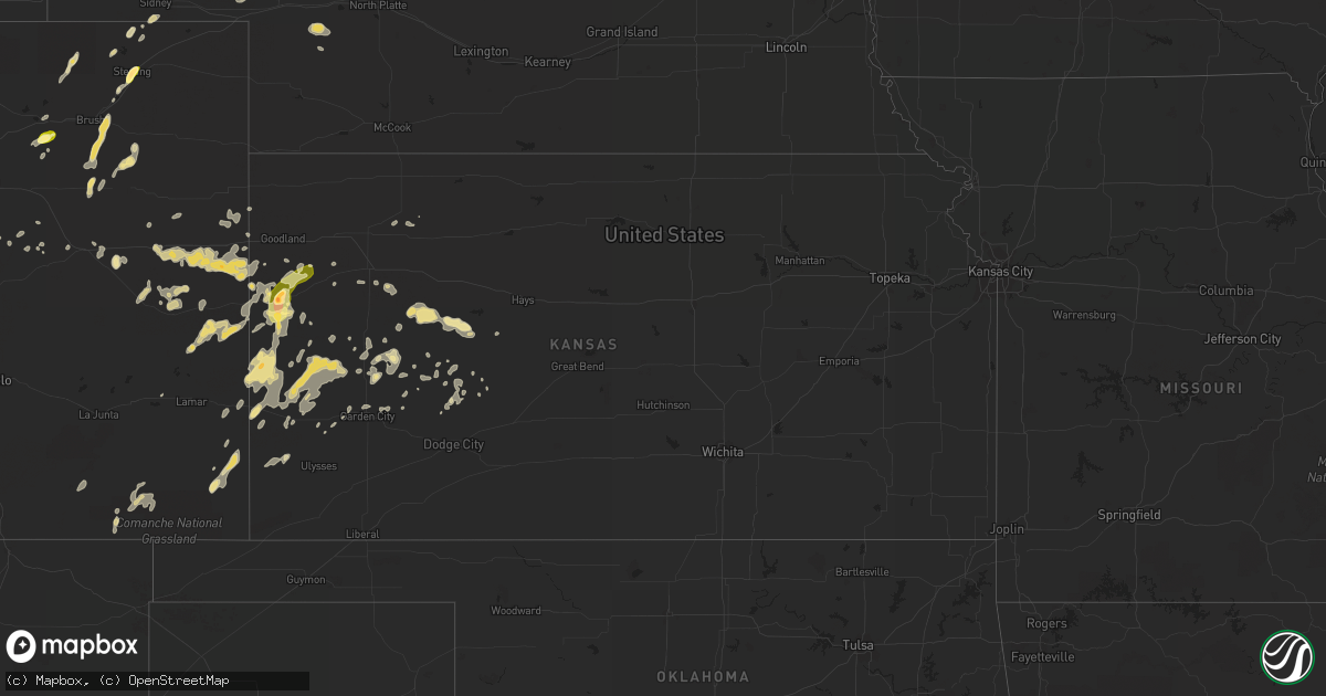 Hail map in Kansas on July 26, 2015