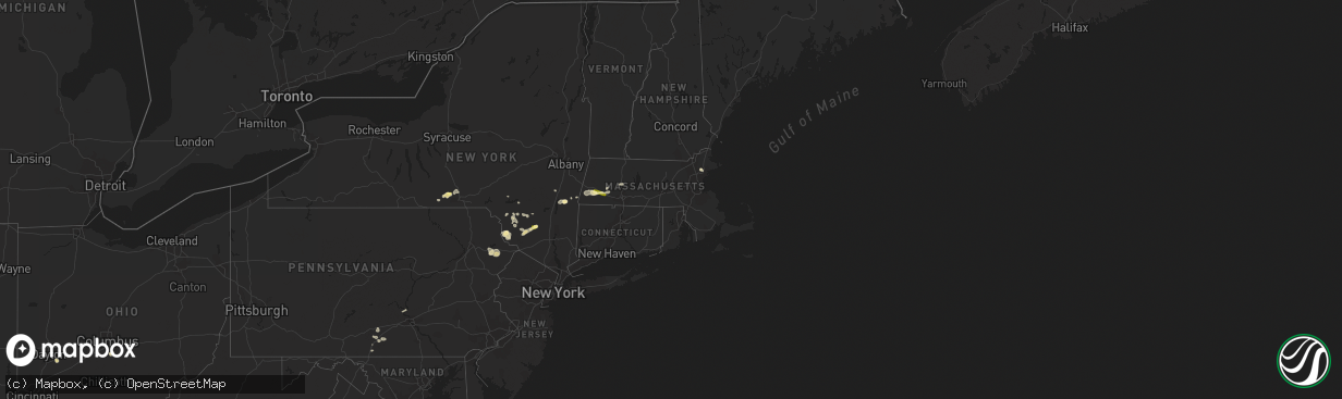 Hail map in Massachusetts on July 26, 2015